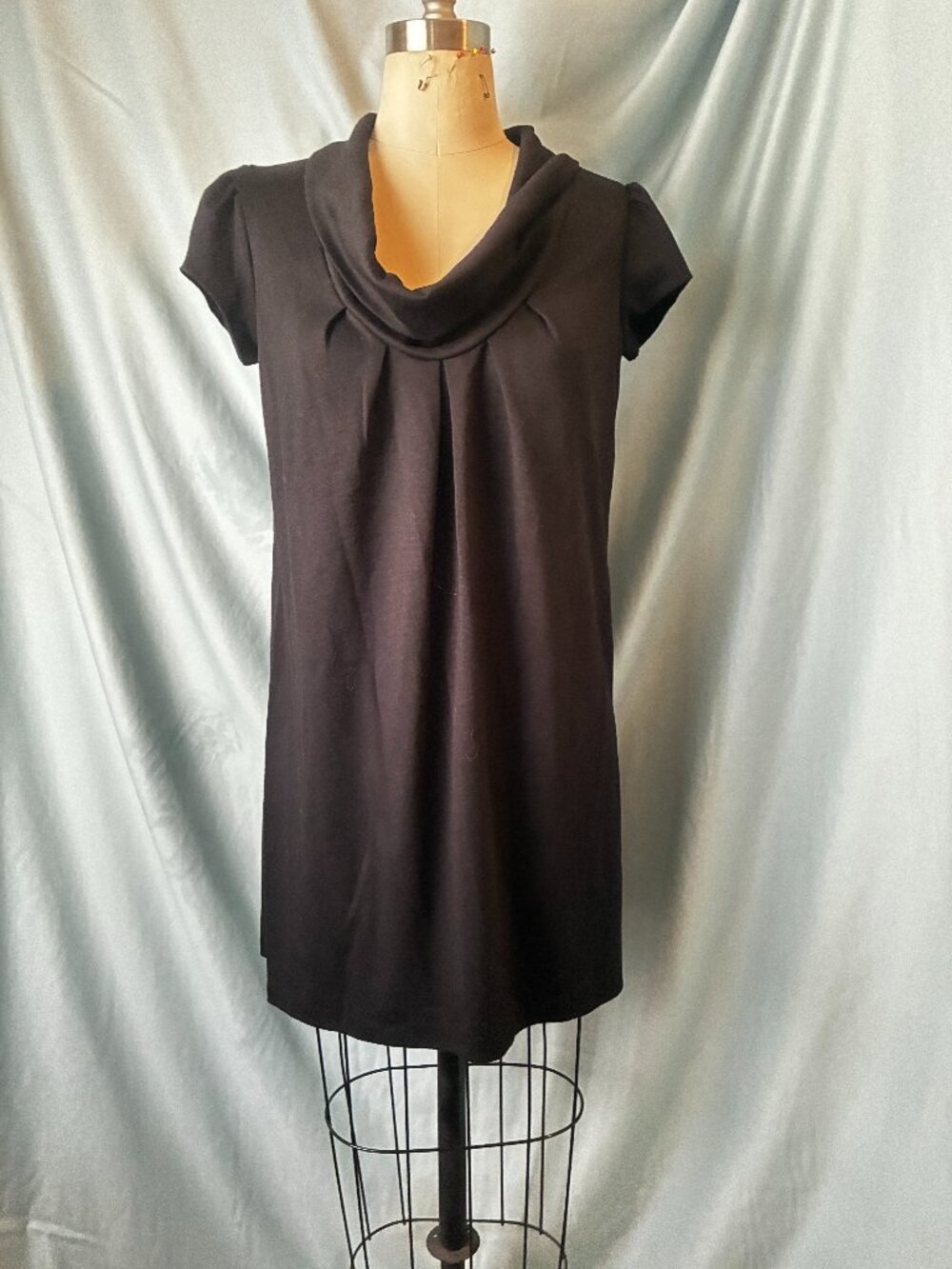 Tianna B cowl neck pleated front mini dress Black